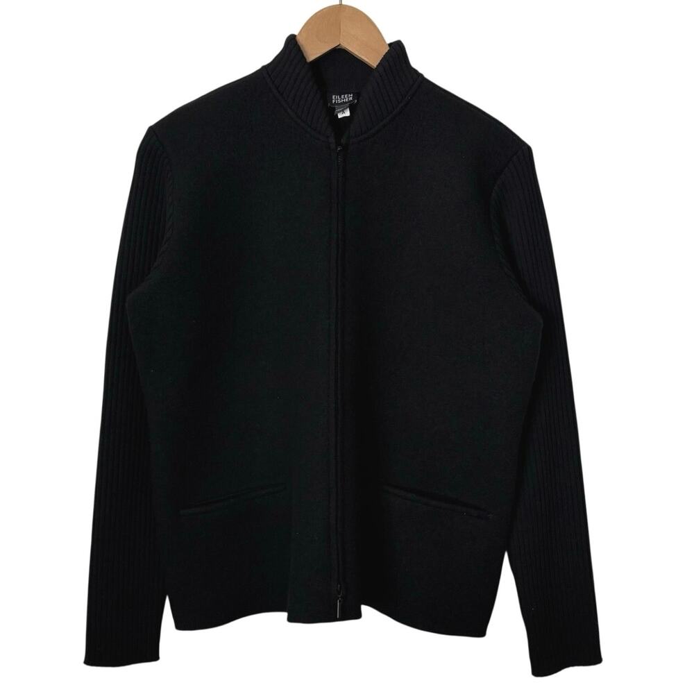 Eileen Fisher 100% Wool Full Zip Jacket Women’s Size Small Winter Quiet Luxury